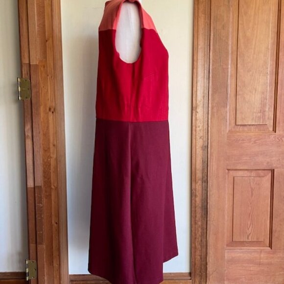 TALBOTS Color Block Sleeveless Knit Sheath Dress Red Coral Maroon - Picture 5 of 15